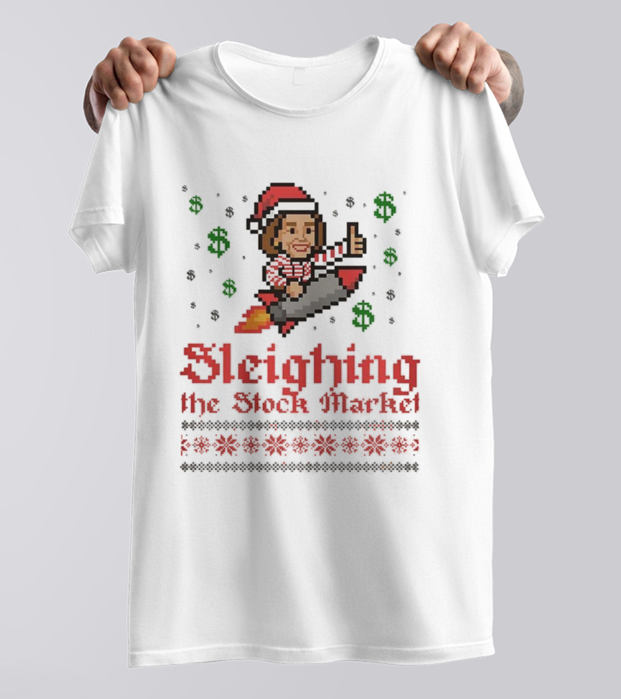 Sleighing The Stock Market Pixel Ugly Christmas End Of An Error T-Shirt
