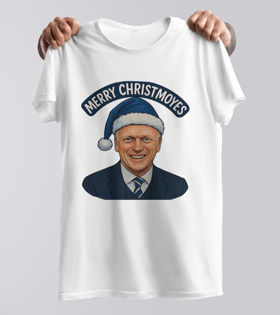 Merry Christmoyes Christmas Everton FC David Moyes Holiday Santa Hat T-Shirt