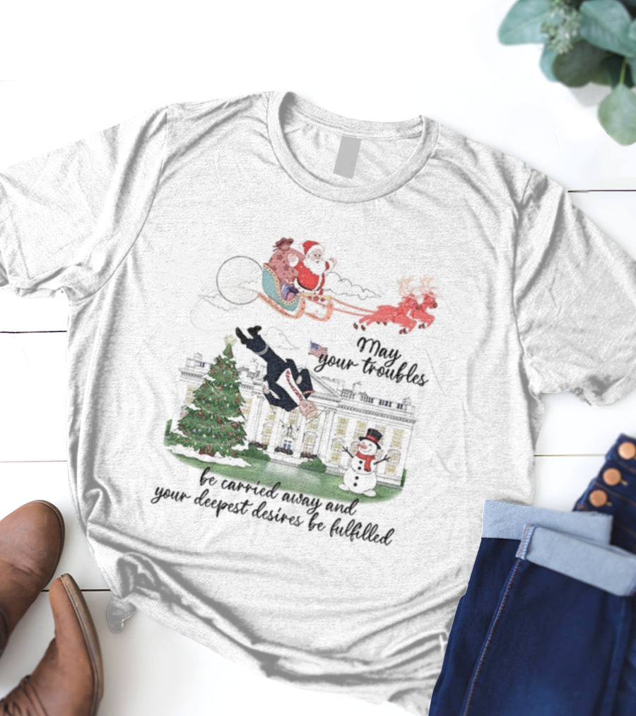 Santa Sleigh Carried Away Anti Trump Christmas Tree White House T-Shirt