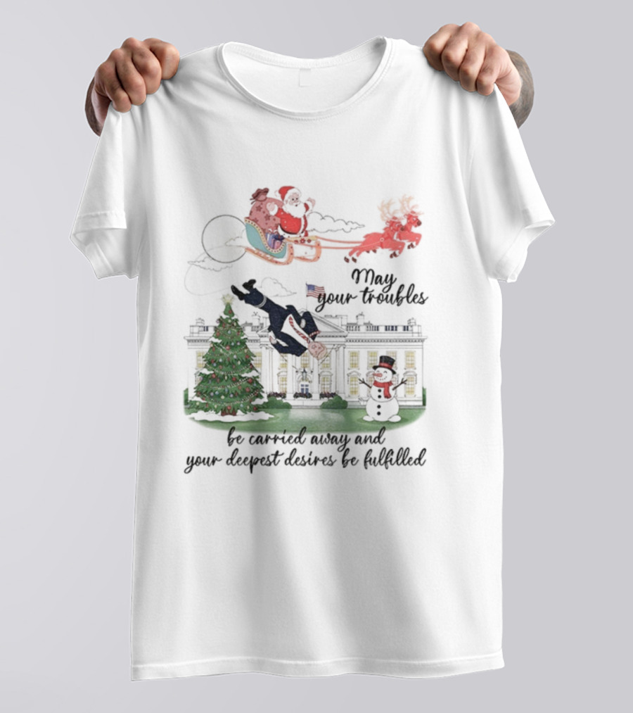 Santa Sleigh Carried Away Anti Trump Christmas Tree White House T-Shirt