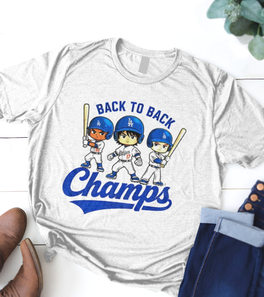 Los Angeles Dodgers Baseball Back To Back Champs Characters T-Shirt