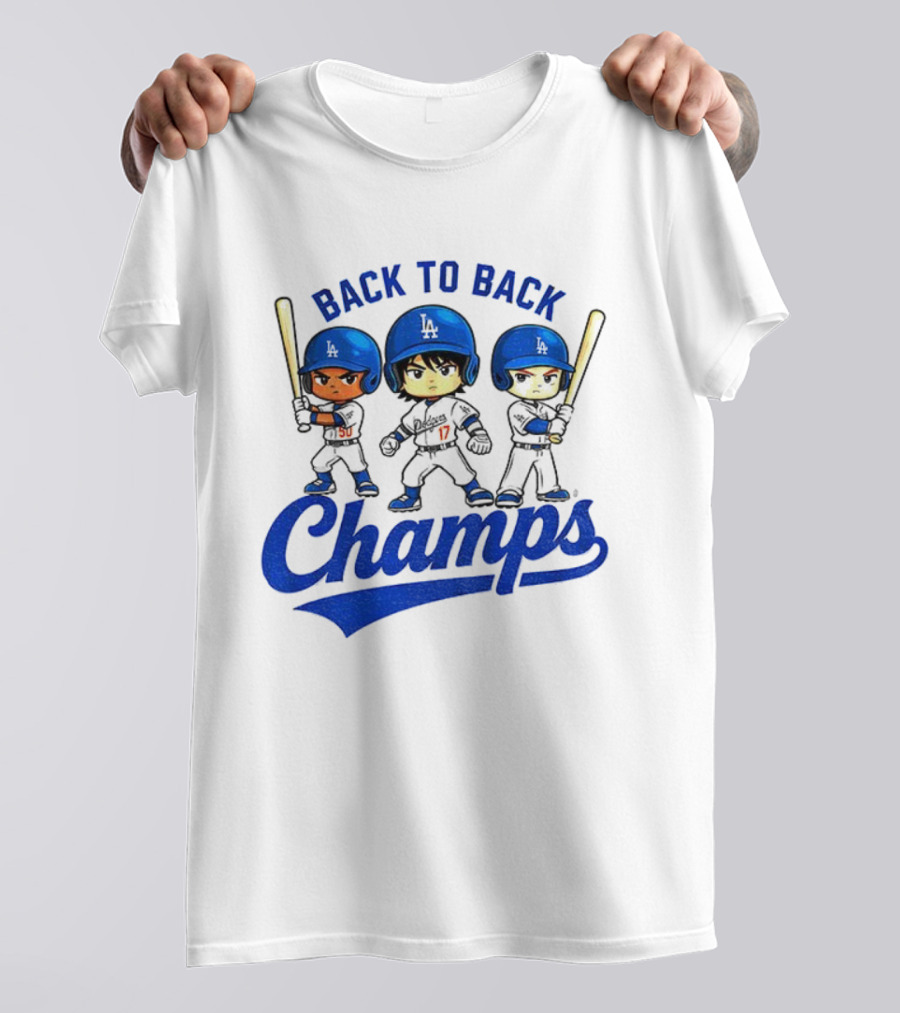 Los Angeles Dodgers Baseball Back To Back Champs Characters T-Shirt