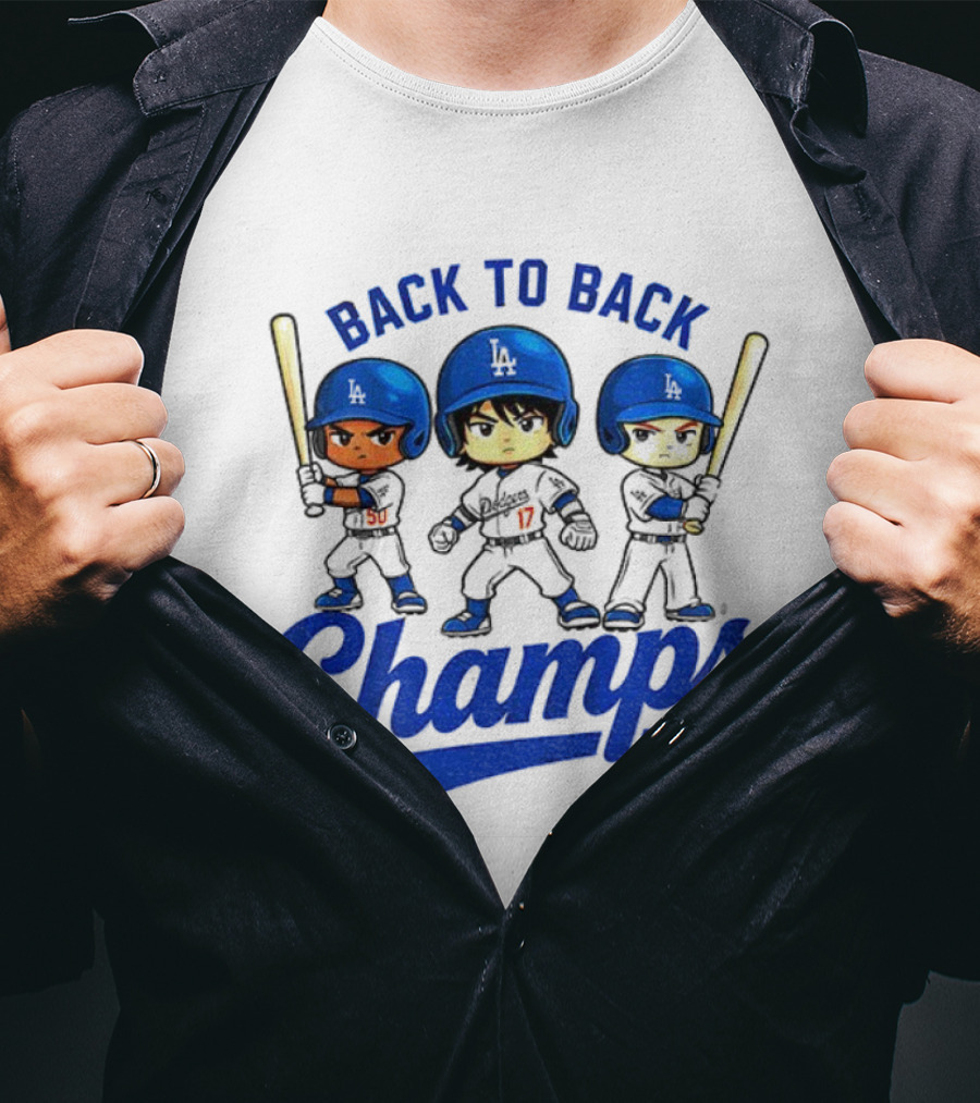 Los Angeles Dodgers Baseball Back To Back Champs Characters T-Shirt