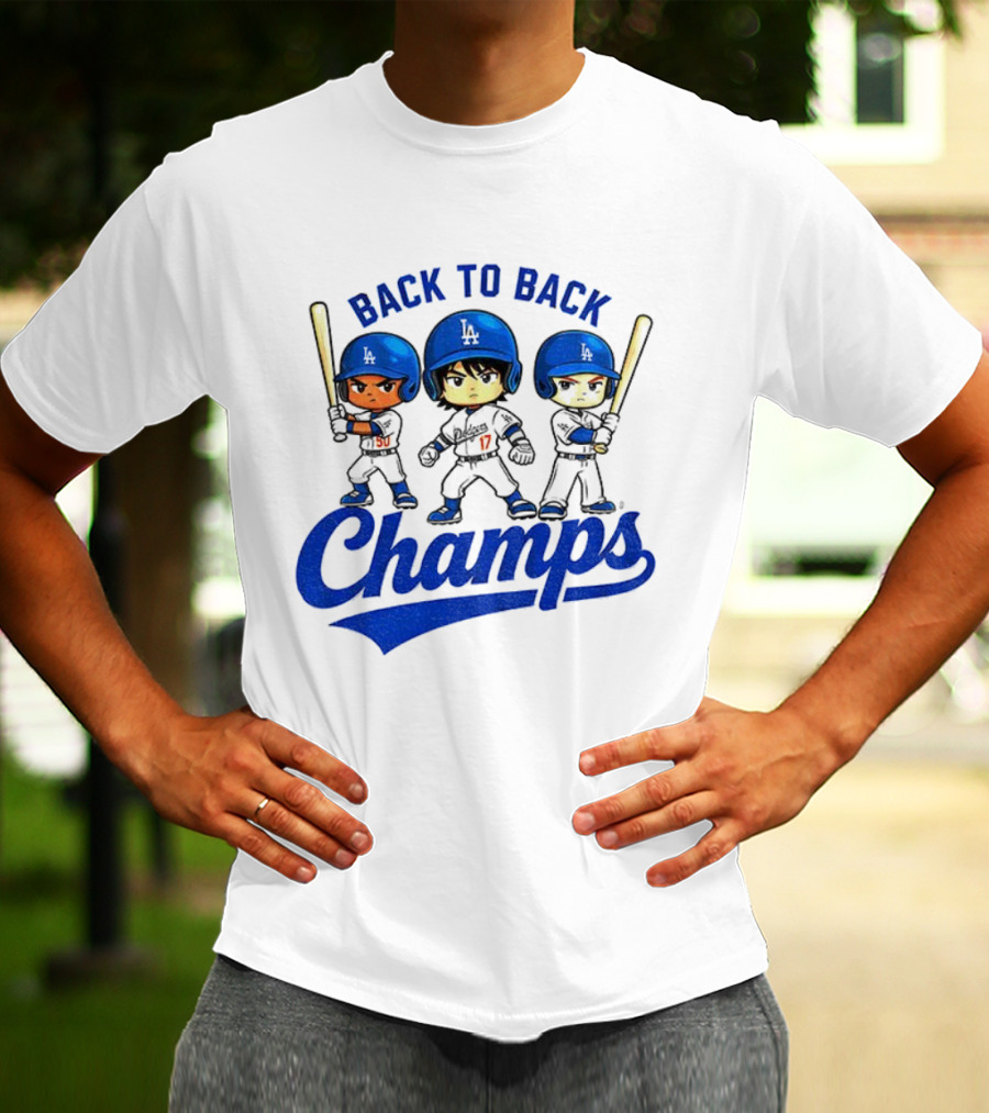 Los Angeles Dodgers Baseball Back To Back Champs Characters T-Shirt