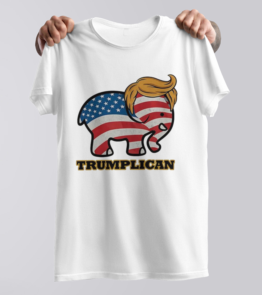 TRUMPLICAN American Flag Elephant With Hair Caricature T-Shirt