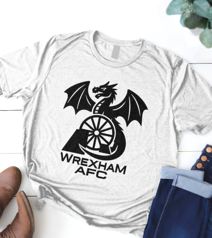 Wrexham AFC Dragon Emblem Wheel Design T-Shirt