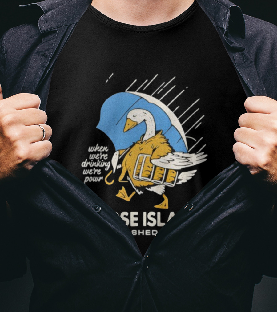 Goose Island Salt Shed Pub Goose With Pie And Umbrella T-Shirt