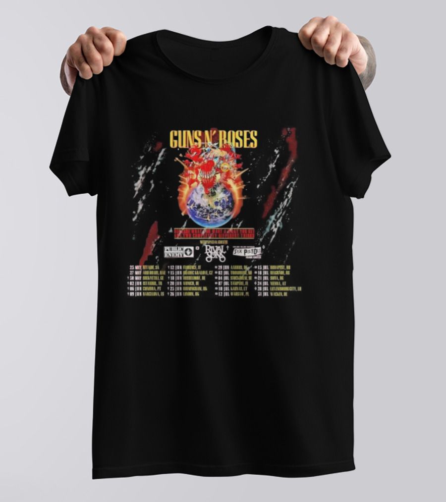 Guns N’ Roses World Tour 2025 Featuring Public Enemy Rival Sons Sex Pistols Frank Carter T-Shirt