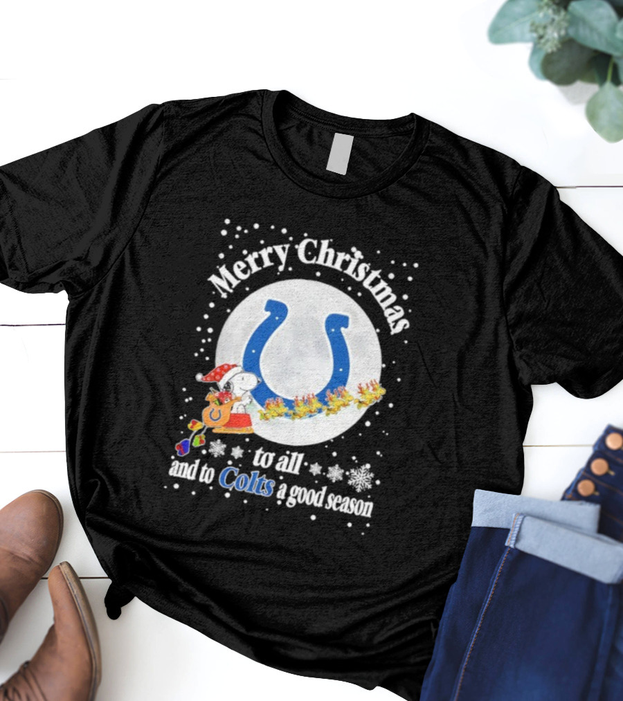 Indianapolis Colts Merry Christmas Snoopy Santa Sleigh Reindeer Football Season T-Shirt