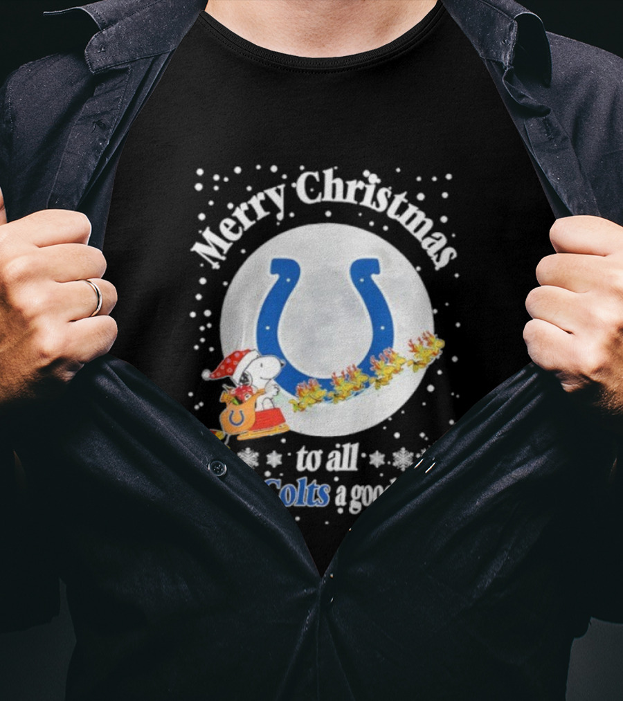 Indianapolis Colts Merry Christmas Snoopy Santa Sleigh Reindeer Football Season T-Shirt