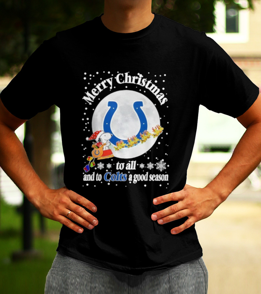 Indianapolis Colts Merry Christmas Snoopy Santa Sleigh Reindeer Football Season T-Shirt