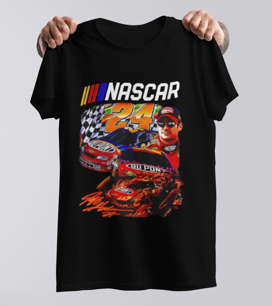 Nascar Jeff Gordon DuPont Racing Number 24 Checkered Flag T-Shirt