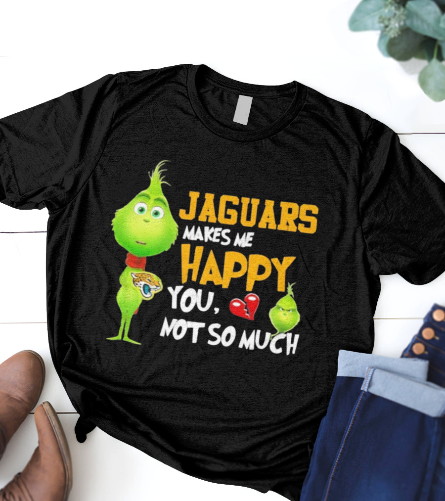 Jaguars Makes Me Happy You Not So Much Grinch Christmas Football T-Shirt