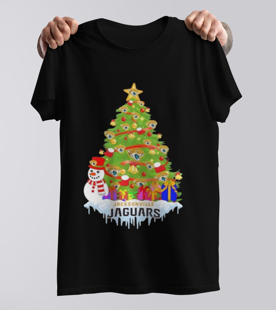 Jacksonville Jaguars Christmas Tree Holiday Football Celebration T-Shirt