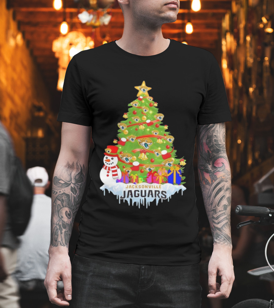 Jacksonville Jaguars Christmas Tree Holiday Football Celebration T-Shirt