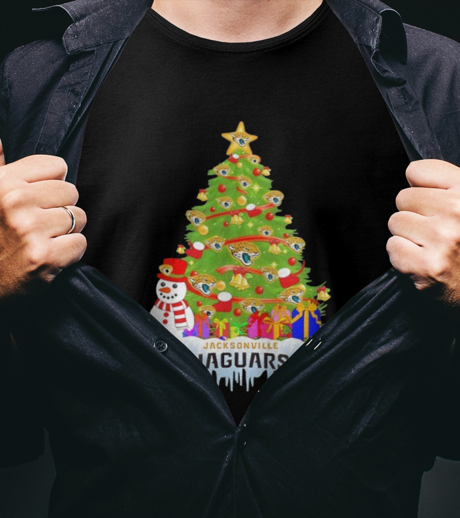 Jacksonville Jaguars Christmas Tree Holiday Football Celebration T-Shirt