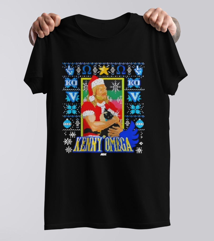 Kenny Omega Purrfect Holiday Ugly Christmas Santa Kitty KO V T-Shirt