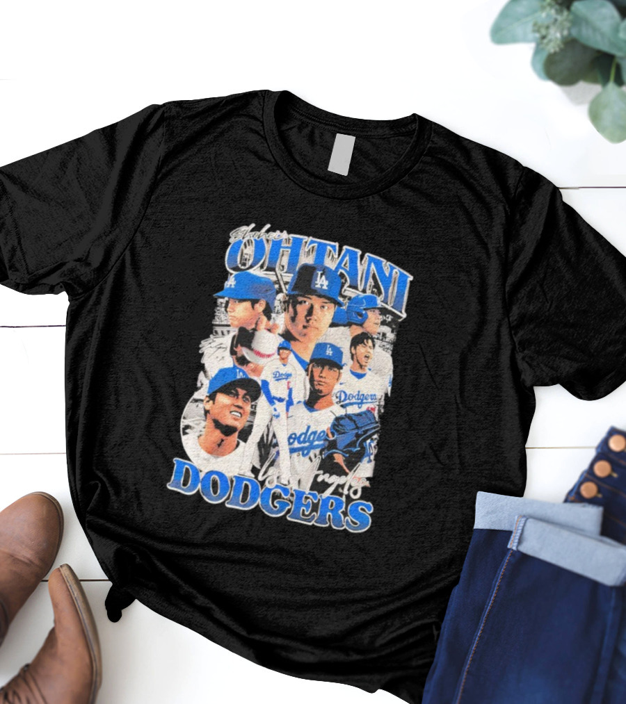 Shohei Ohtani Los Angeles Dodgers Baseball Player Collage Dodgers T-Shirt