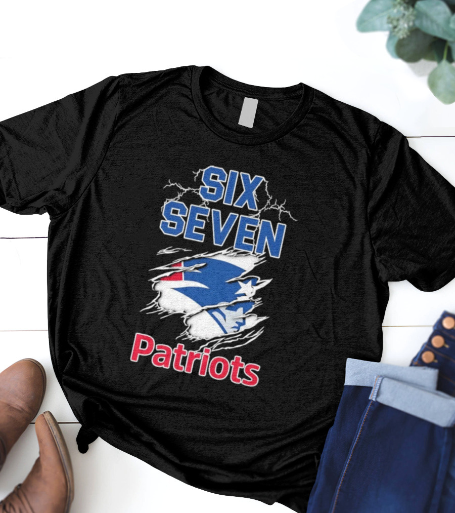 Six Seven Patriots Lightning Bold Style NFL Fan Gear T-Shirt