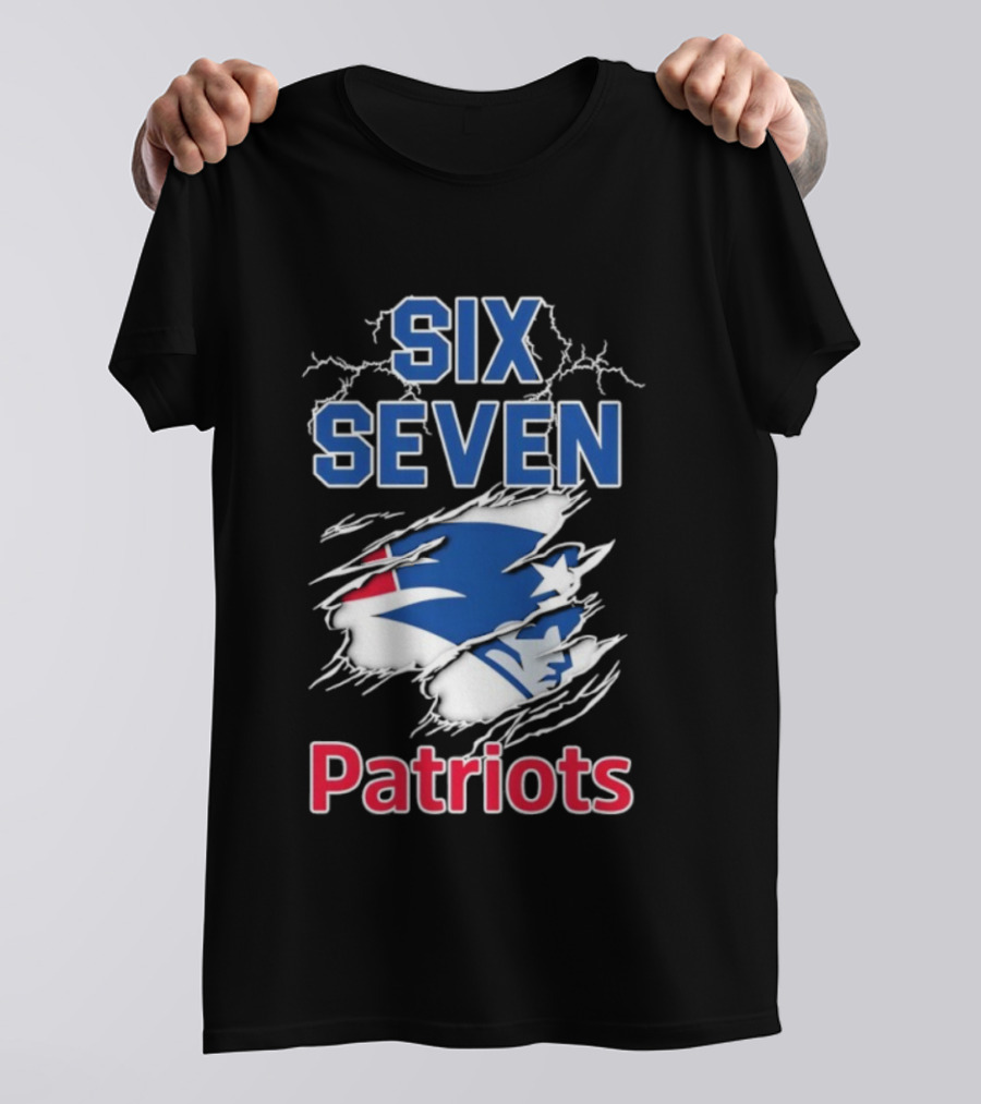 Six Seven Patriots Lightning Bold Style NFL Fan Gear T-Shirt
