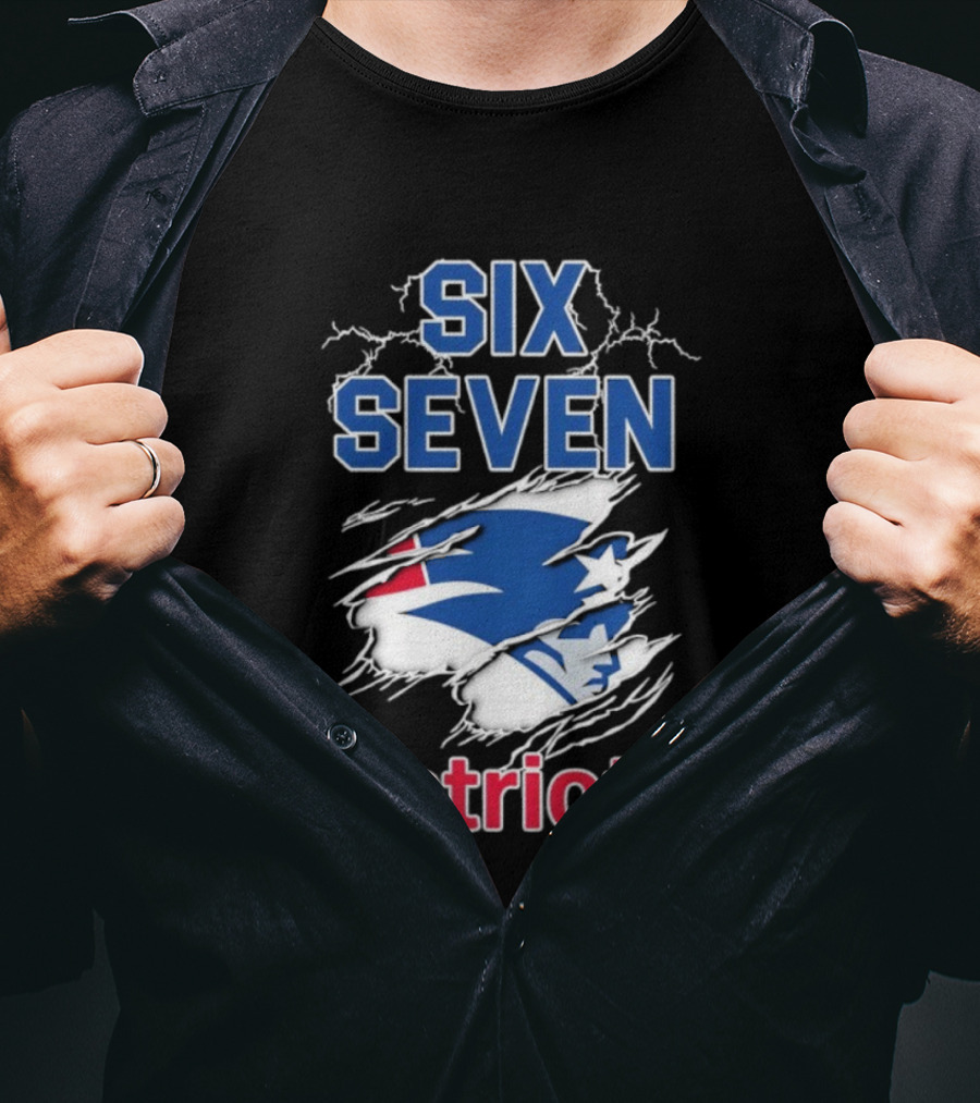 Six Seven Patriots Lightning Bold Style NFL Fan Gear T-Shirt