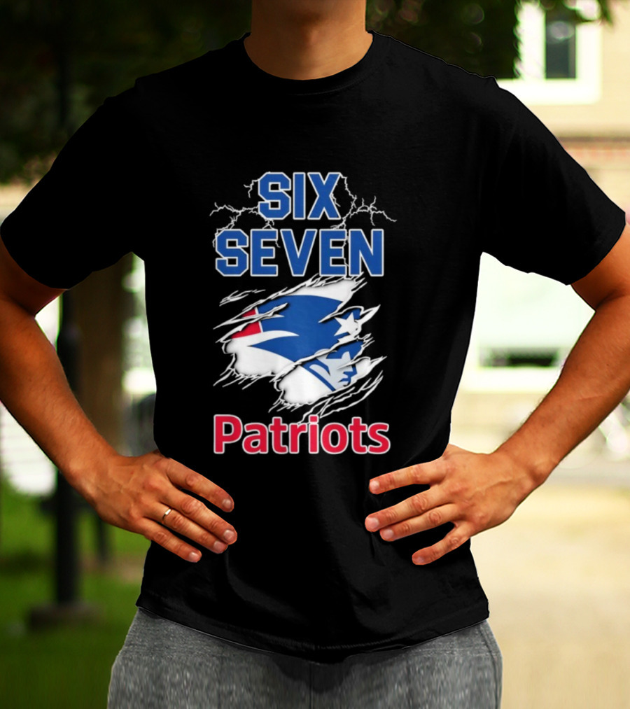 Six Seven Patriots Lightning Bold Style NFL Fan Gear T-Shirt