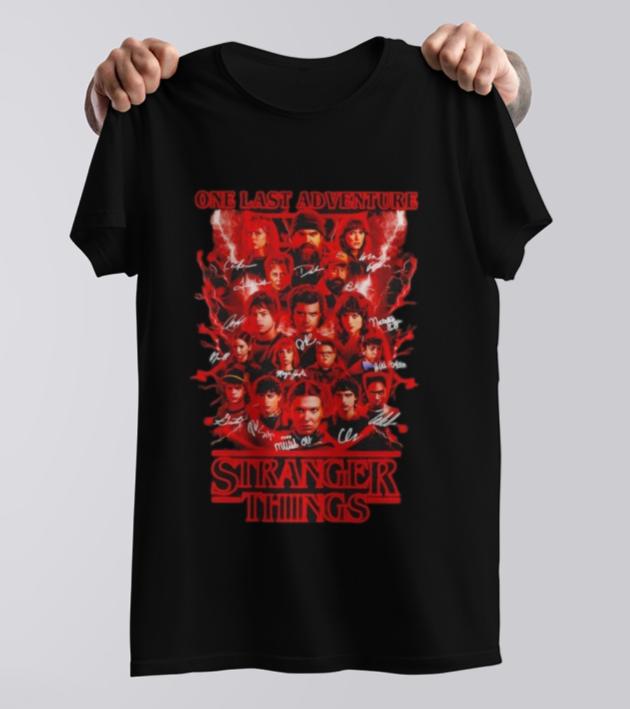 Stranger Things One Last Adventure Season 5 Cast Signatures T-Shirt