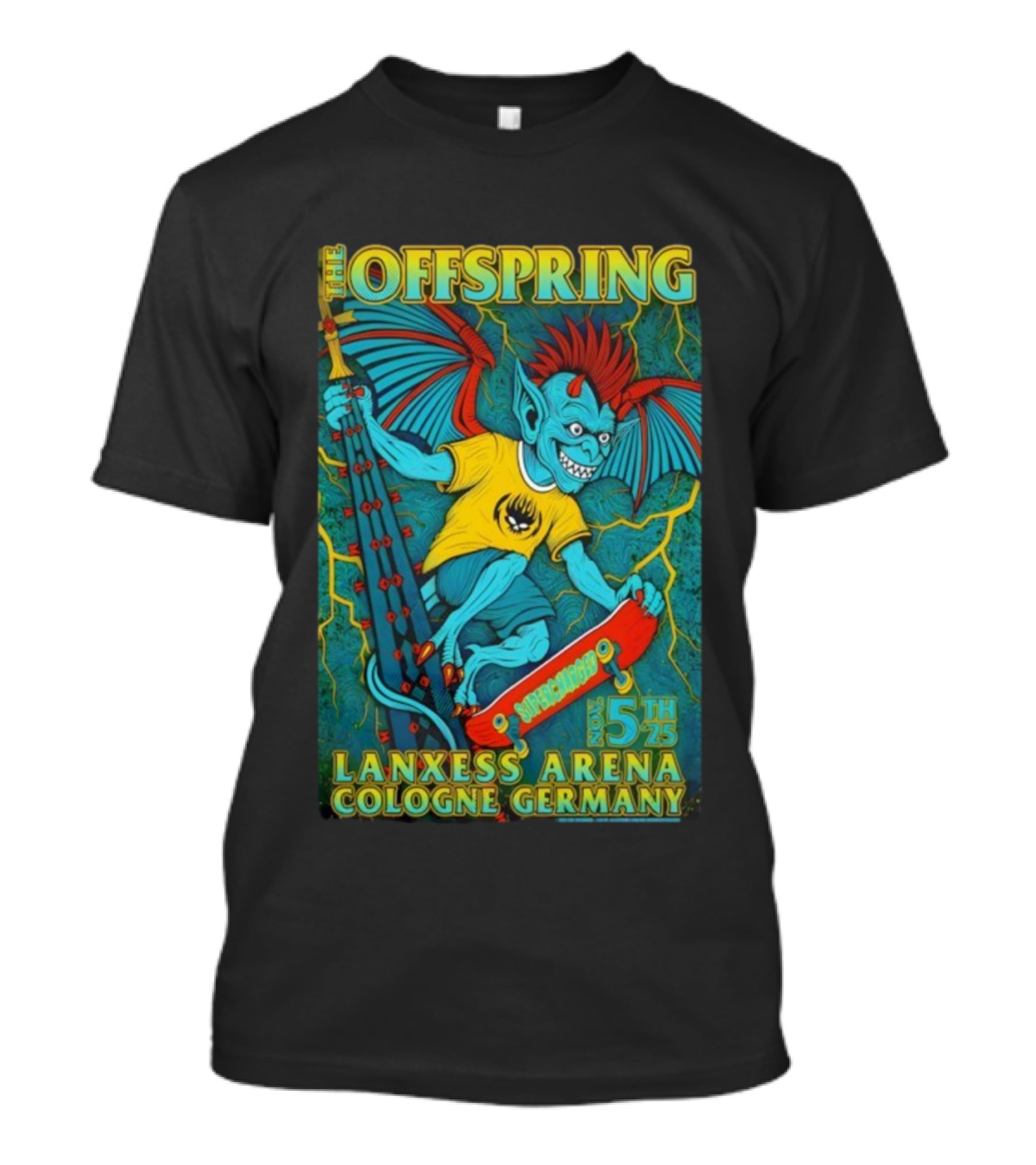 The Offspring Lanxess Arena Cologne Germany Nov 5th 2025 Supercross Monster Bat Skateboard Event T-Shirt