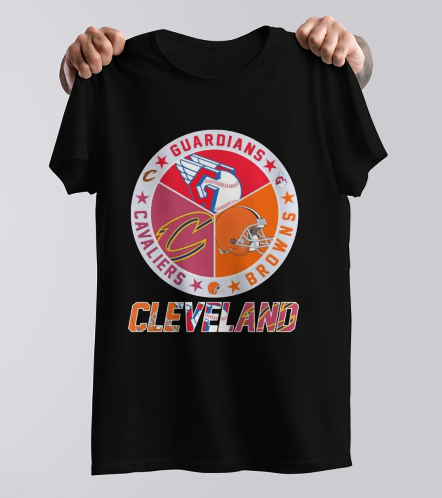 Cleveland Guardians Cavaliers Browns Sports Logos Circle T-Shirt