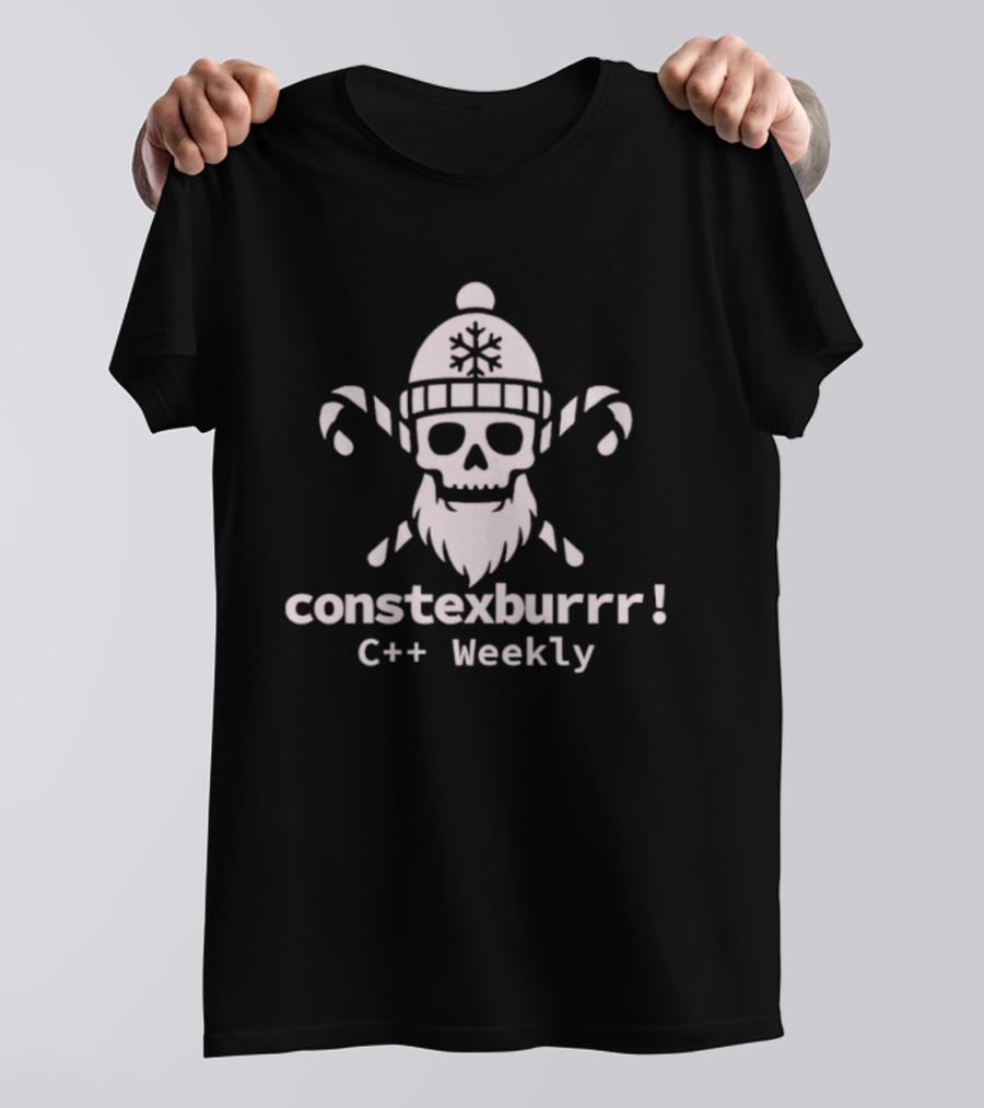 Constexburrr C++ Weekly Christmas Skull Beanie And Candy Canes T-Shirt
