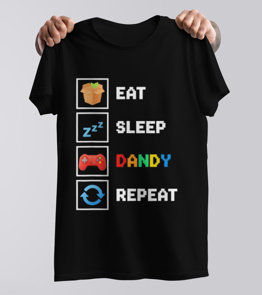 Eat Sleep Dandy Repeat Pixel Foodie Retro Gamer Pattern T-Shirt