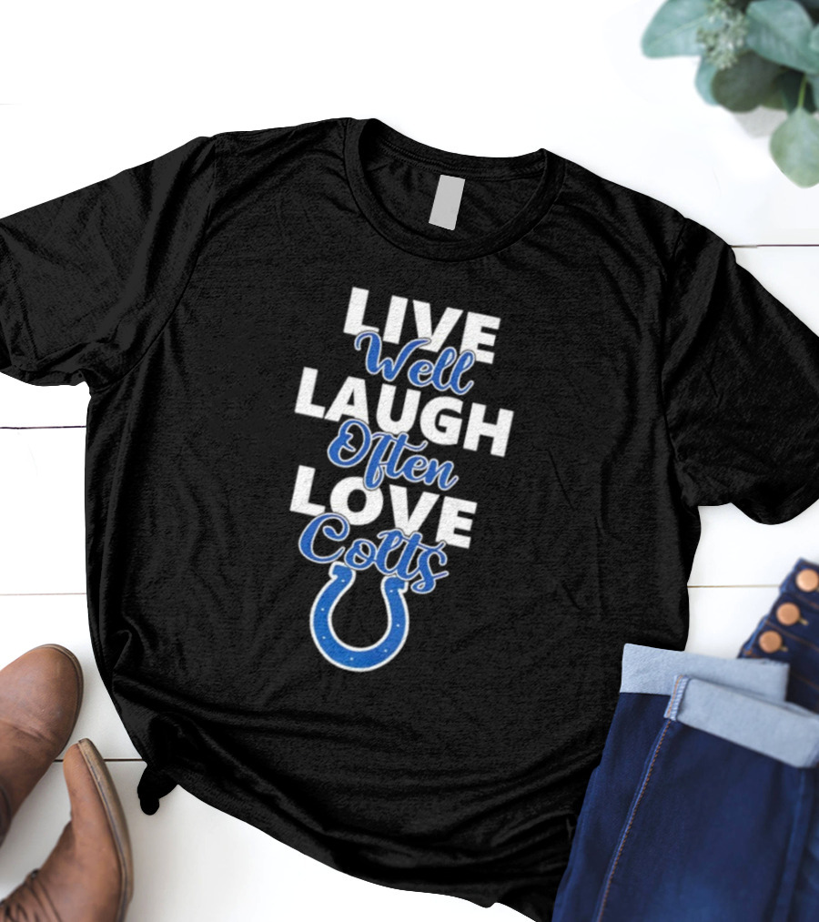 Indianapolis Colts Live Well Laugh Often Love Blue Horseshoe T-Shirt