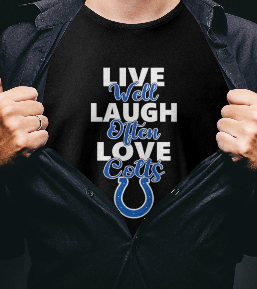 Indianapolis Colts Live Well Laugh Often Love Blue Horseshoe T-Shirt