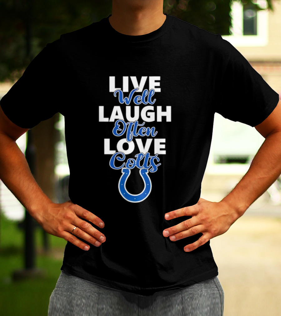 Indianapolis Colts Live Well Laugh Often Love Blue Horseshoe T-Shirt