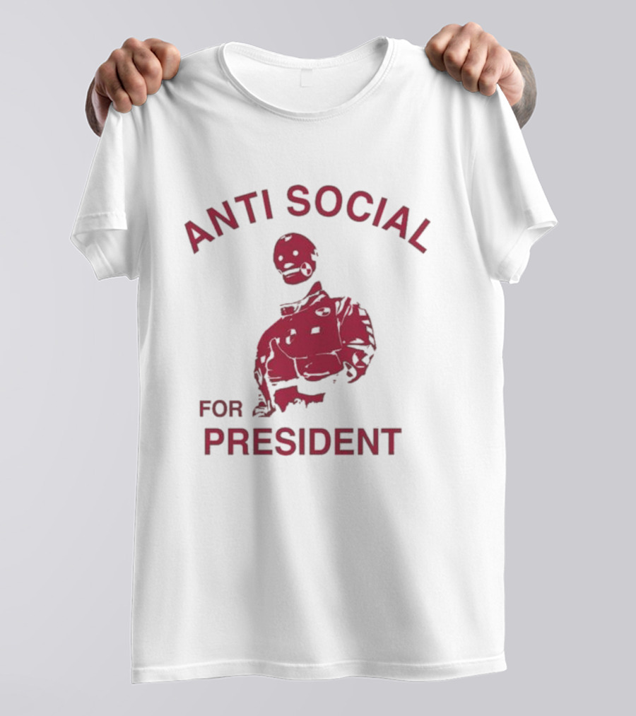 ANTI SOCIAL FOR PRESIDENT Skeleton Design T-Shirt