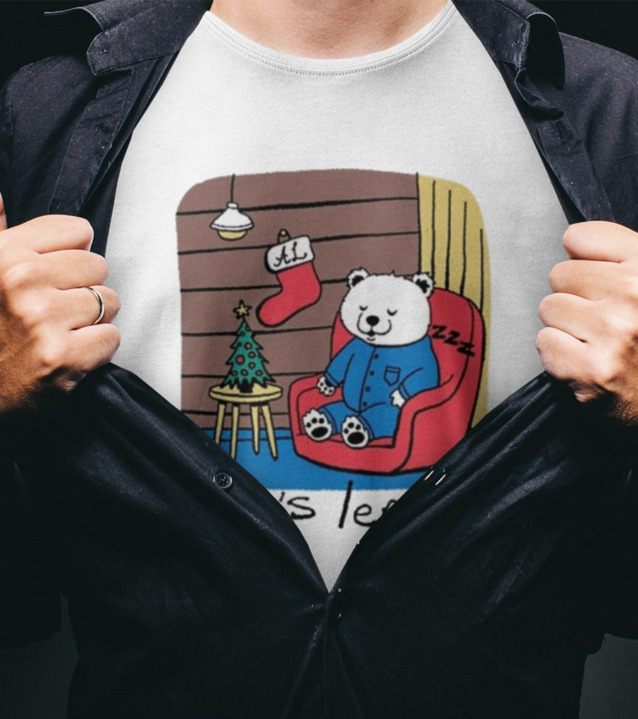 Arm's Length Sleepy Polar Bear Christmas Pajamas Cabin Scene T-Shirt