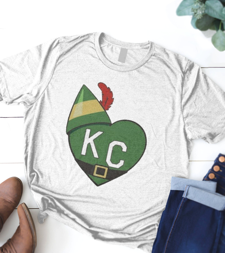 Cheerful KC Elf Heart Christmas Hat T-Shirt