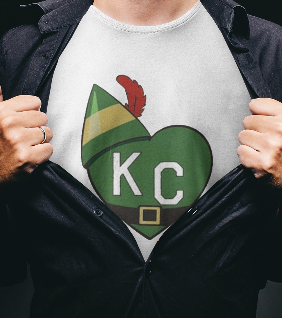 Cheerful KC Elf Heart Christmas Hat T-Shirt