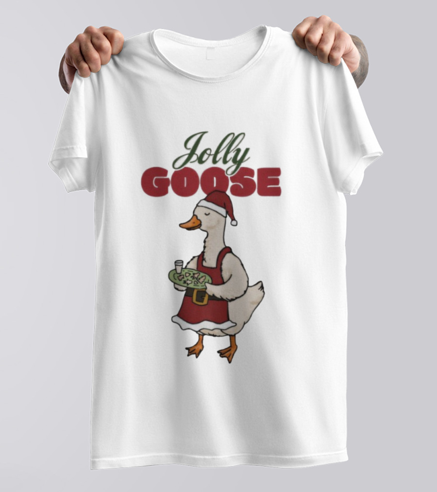 Jolly Goose Santa Suit Festive Duck With Snacks And Drink T-Shirt