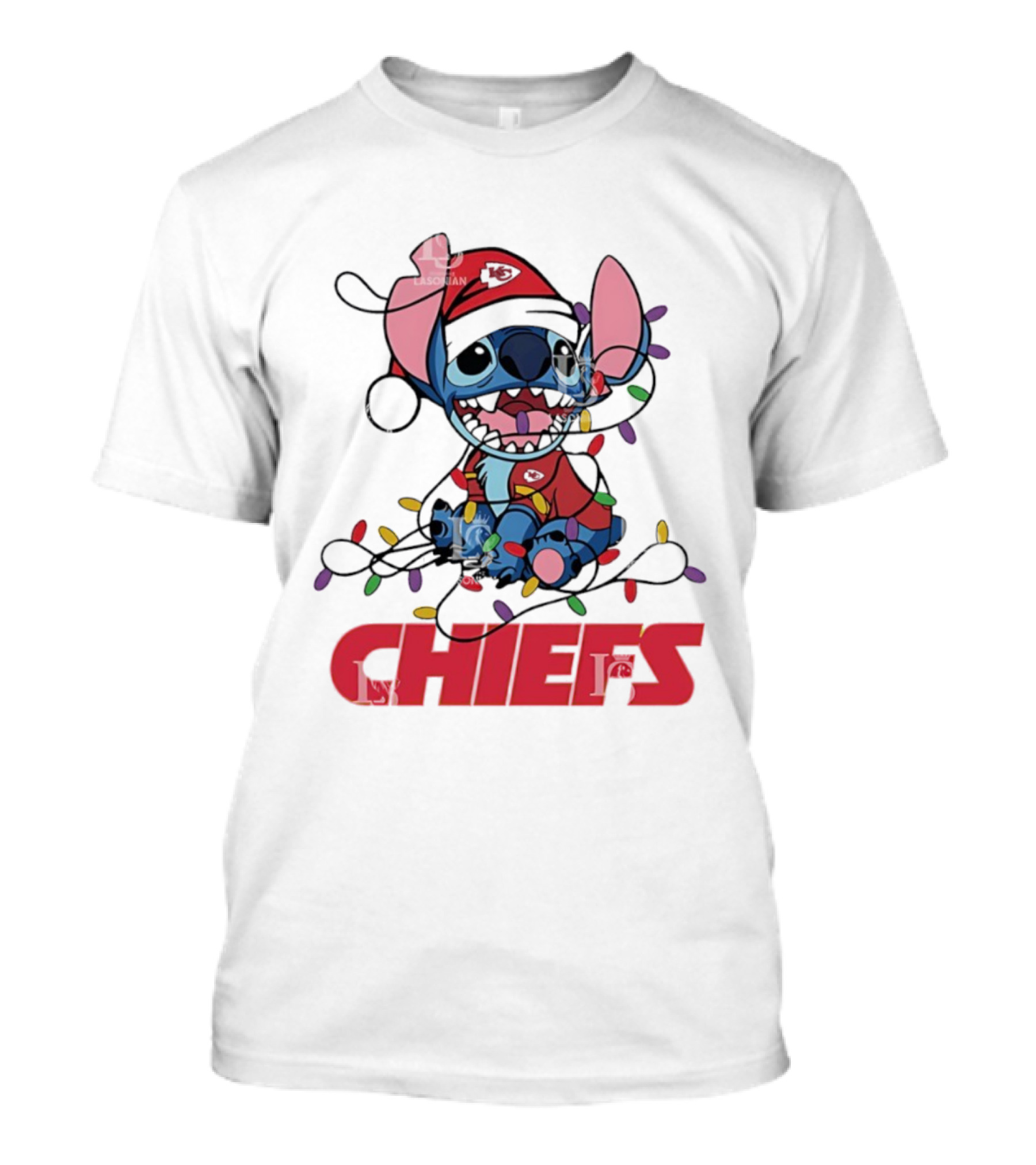 Kansas City Chiefs Stitch Christmas Lights T-Shirt