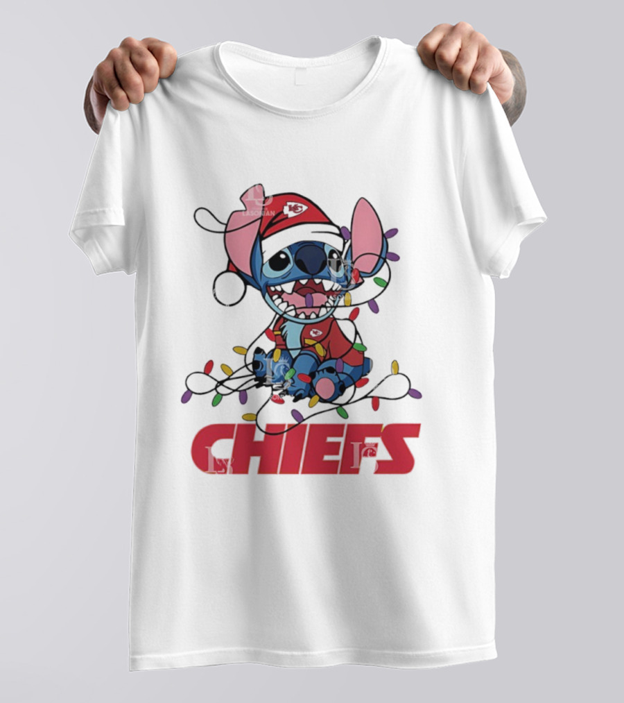 Kansas City Chiefs Stitch Christmas Lights T-Shirt