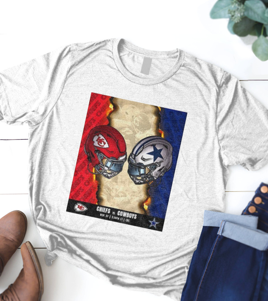 Chiefs Vs Cowboys November 27 3:30PM CT CBS Kansas City Dallas NFL Matchup T-Shirt