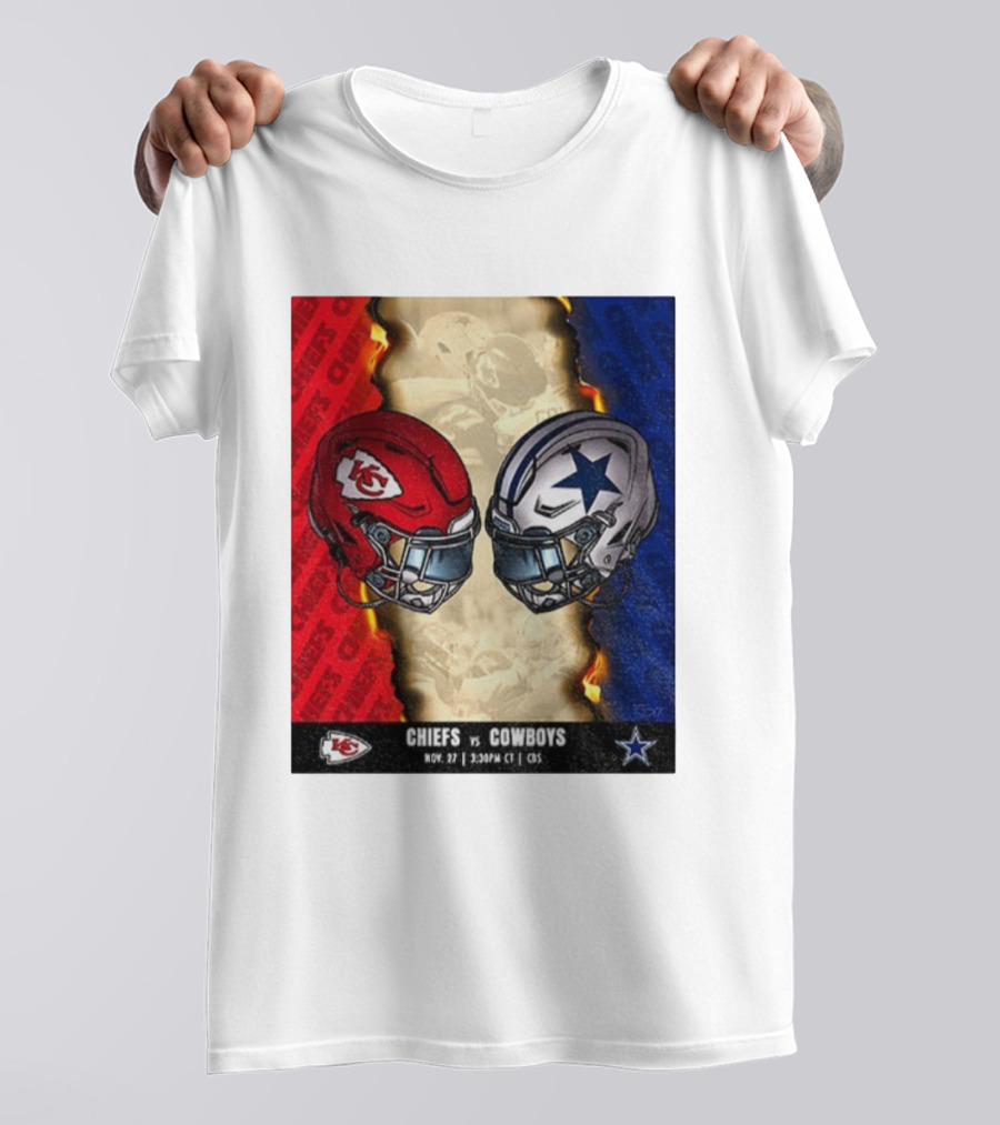 Chiefs Vs Cowboys November 27 3:30PM CT CBS Kansas City Dallas NFL Matchup T-Shirt