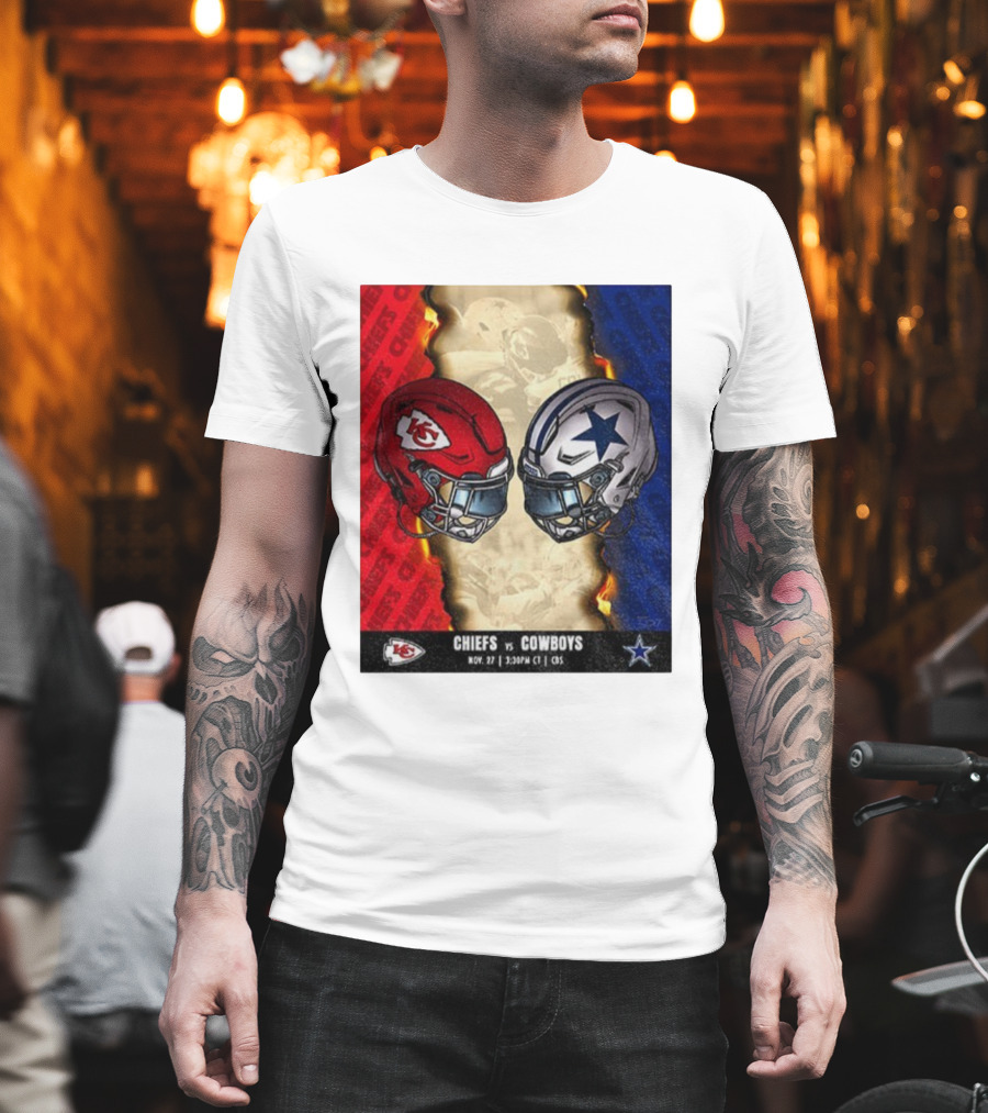 Chiefs Vs Cowboys November 27 3:30PM CT CBS Kansas City Dallas NFL Matchup T-Shirt