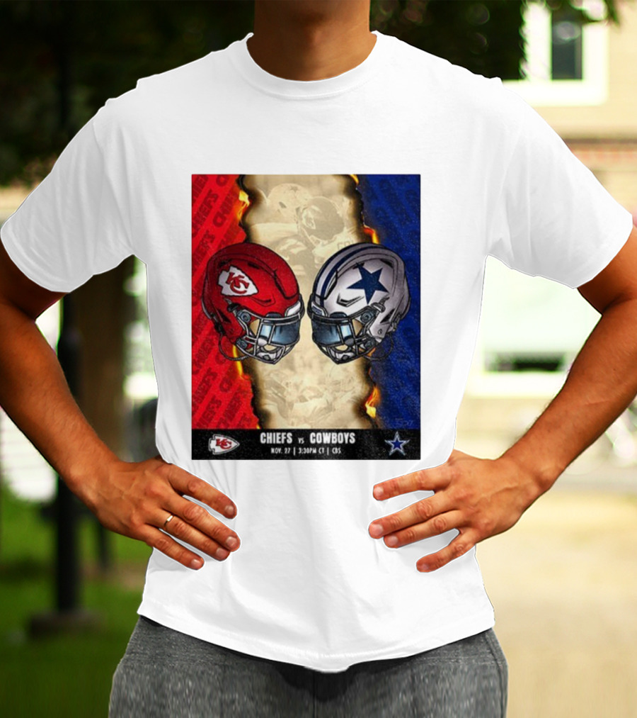 Chiefs Vs Cowboys November 27 3:30PM CT CBS Kansas City Dallas NFL Matchup T-Shirt