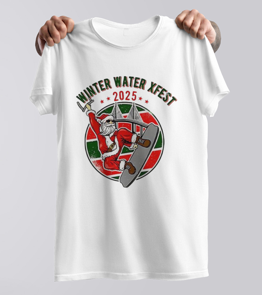 Winter Water Xfest Santa Snowboarding 2025 T-Shirt