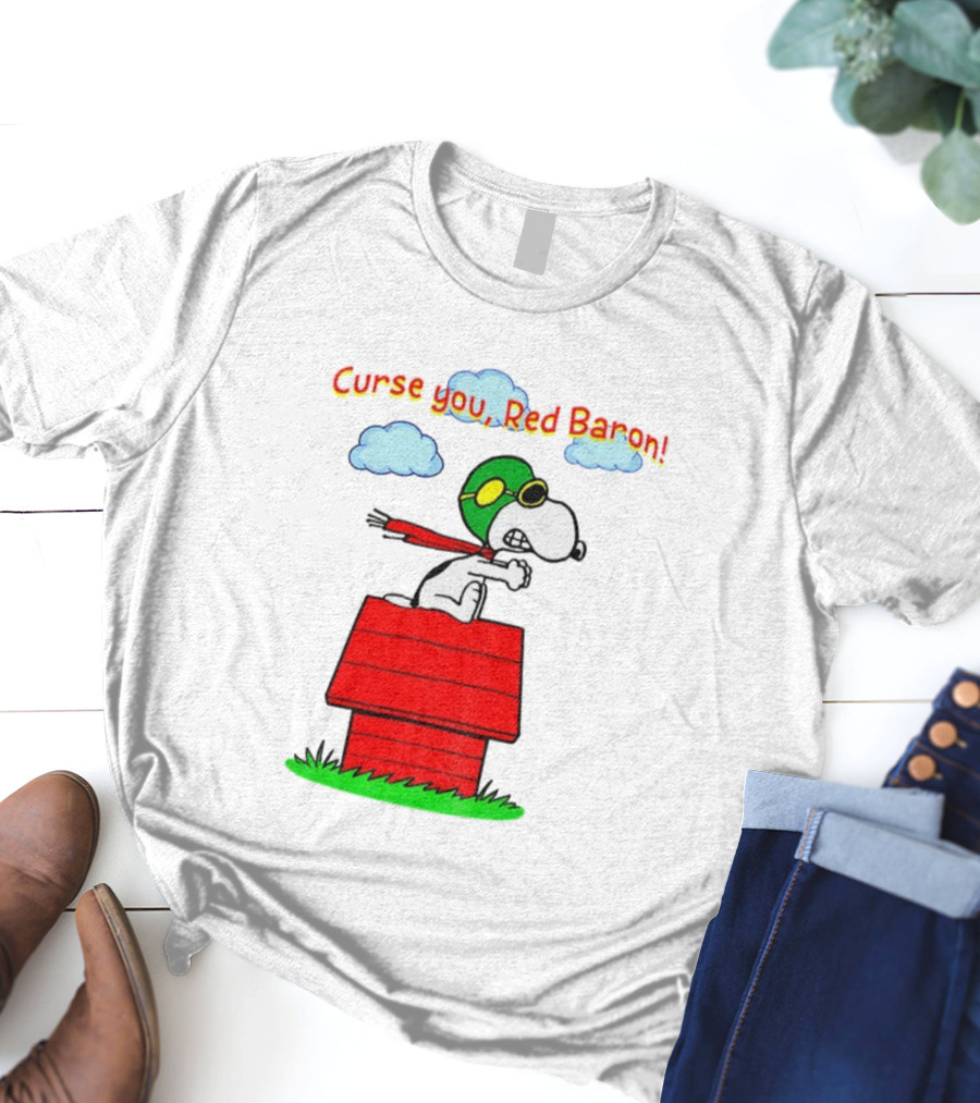 Snoopy Peanuts Flying Ace Curse You Red Baron Iconic Scene T-Shirt
