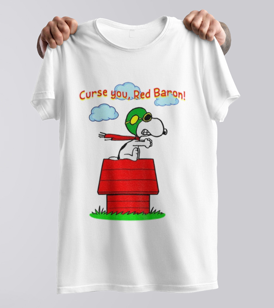 Snoopy Peanuts Flying Ace Curse You Red Baron Iconic Scene T-Shirt