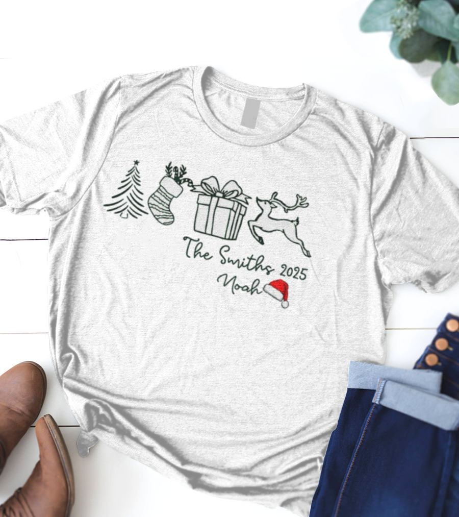The Smiths 2025 Noah Christmas Tree Stocking Gift Reindeer Santa Hat T-Shirt