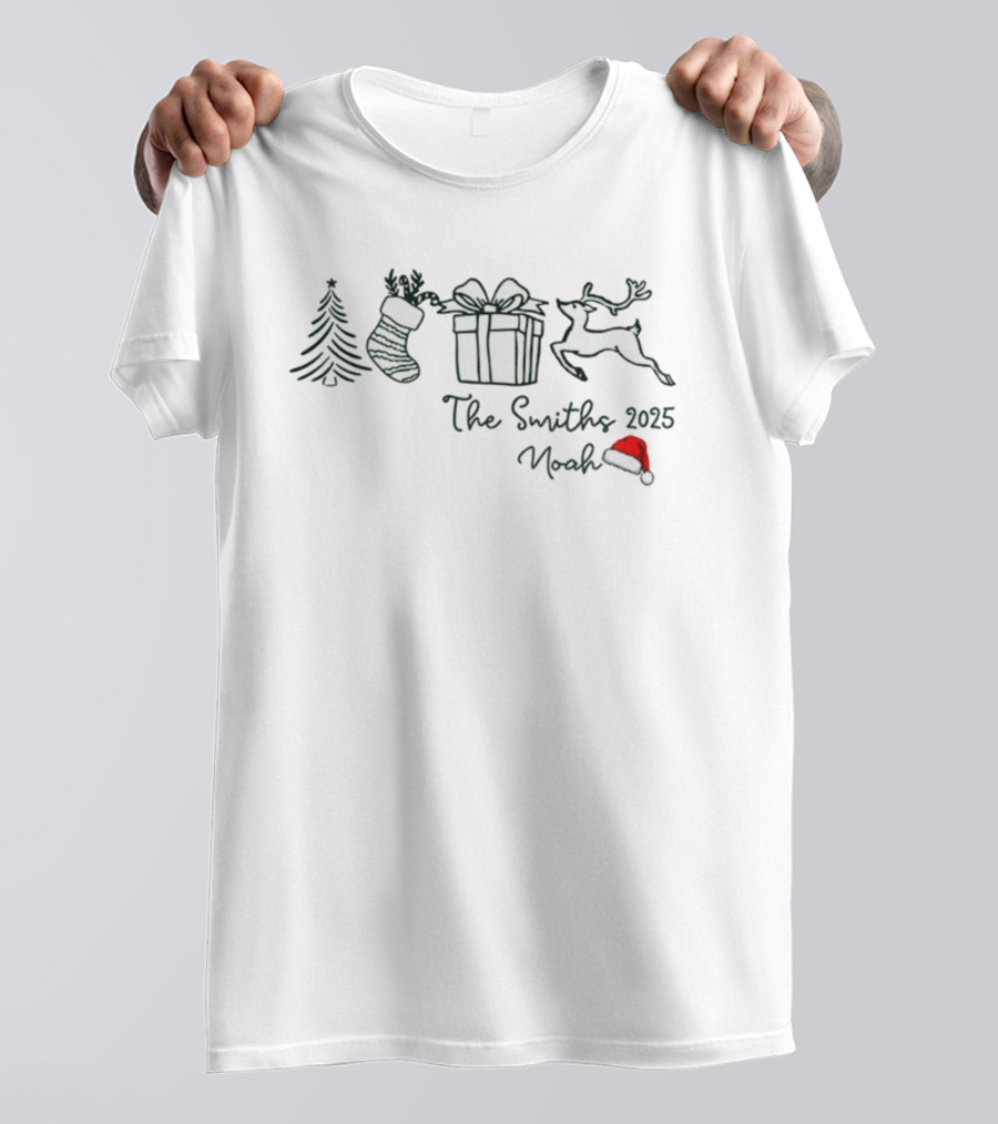 The Smiths 2025 Noah Christmas Tree Stocking Gift Reindeer Santa Hat T-Shirt